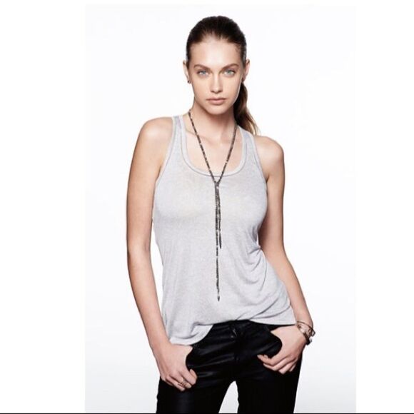 Nwt-Stella & Dot Metallic Holiday Tank Top Silver - Picture 2 of 7